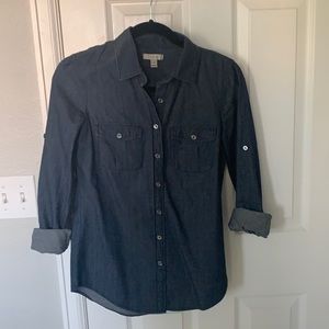 JCrew Dark Denim Button Down Shirt Size 00